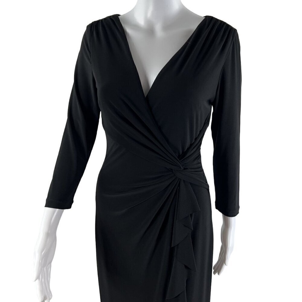 Ralph Lauren Womens Size 4 Black Evening Gown Pleated Elegant Romantic Stylish - Picture 4 of 16